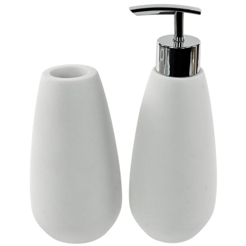 2 Piece White Stone Bathroom Accessory Set Gedy Gedy OP580-02